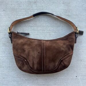 Vintage Coach Brown Suede Shoulder Bag